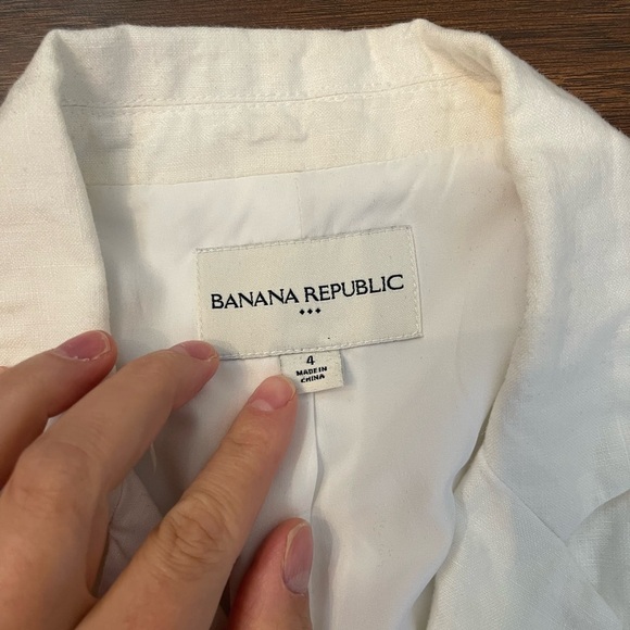 Banana Republic White Linen Blazer Size 4 - Picture 2 of 4